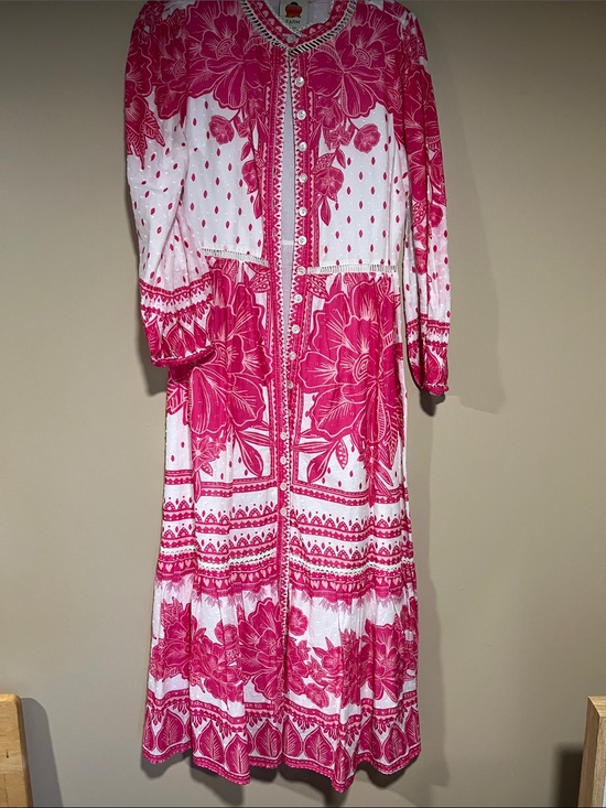 FARM Rio Dresses & Skirts - Farm Rio Women's Pink Floral Button-Front Maxi Dress